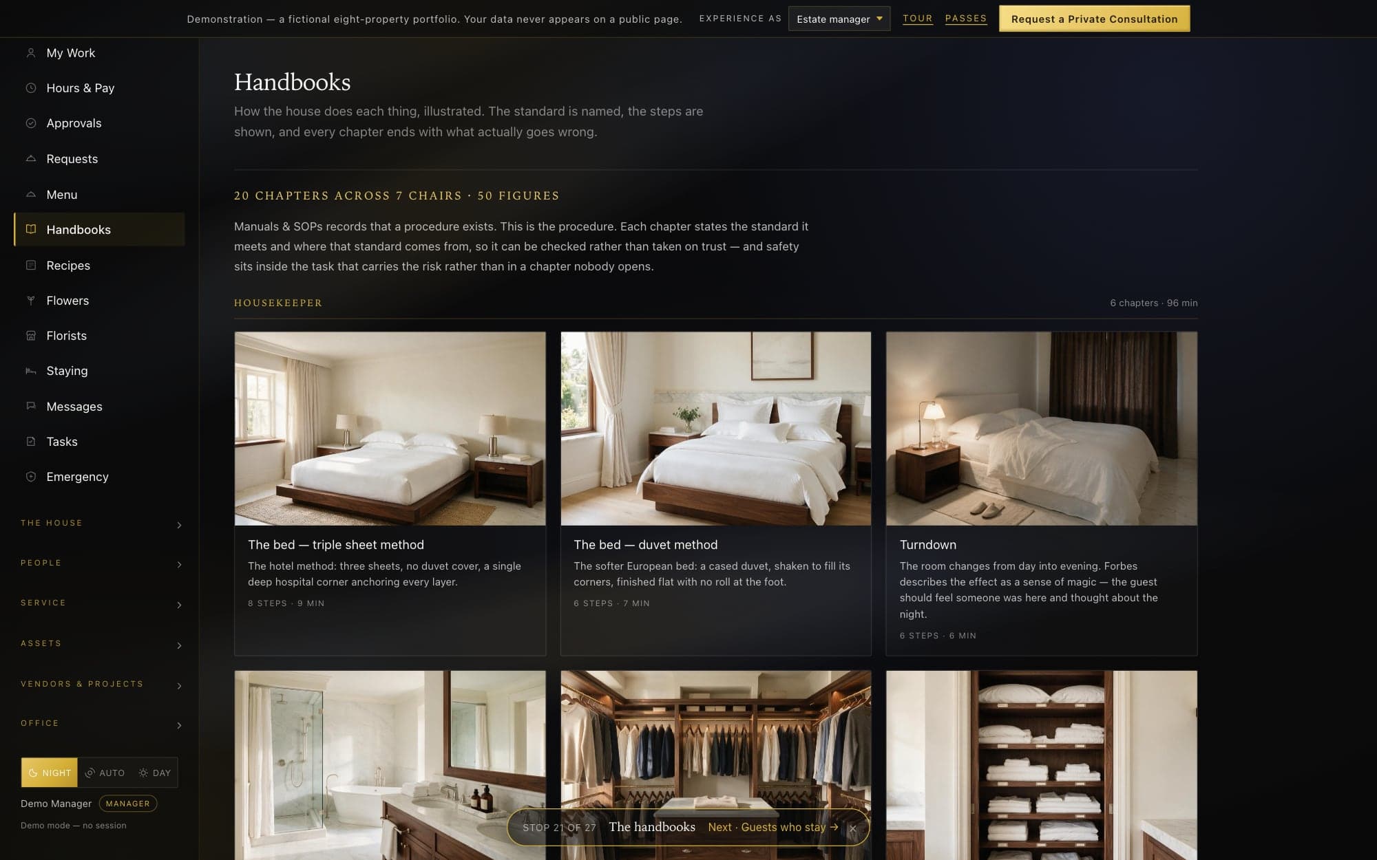Illustrated housekeeping handbooks in Dimora Private